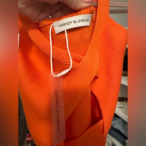 Orange keyhole midi dress with slit- NEW with tags!! - Picture 1 of 5